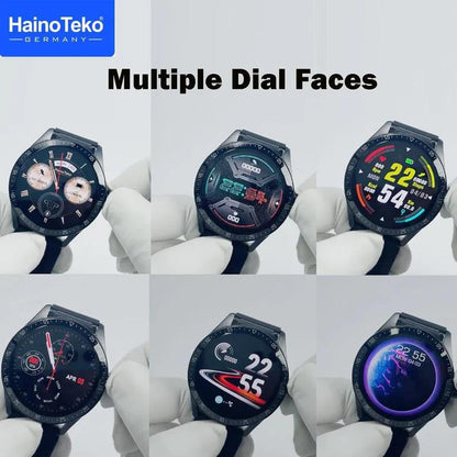 Haino Teko Germany RW48 Smart Watch with AMOLED Display – 3 Interchangeable Straps, Black