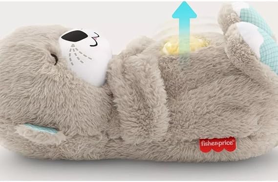 Breathing otter teddy Baby Sound Machine Soothe Details Music Lights & Rhythmic Breathing Motion (Light Brown)