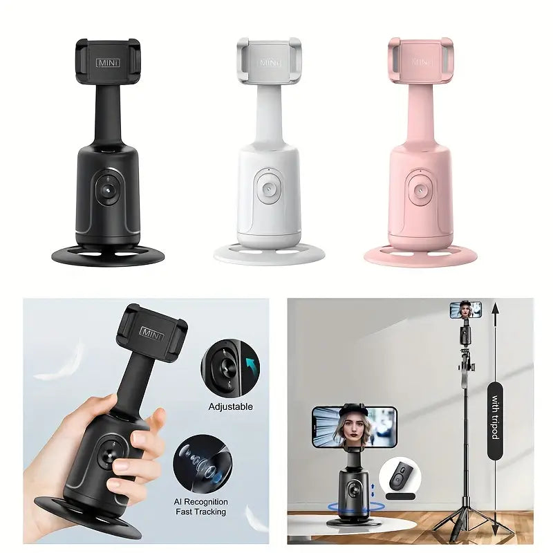 Auto Face Tracking Tripod, Desktop Gimbal, No App Required, 360° Rotation Face Body Phone Camera,