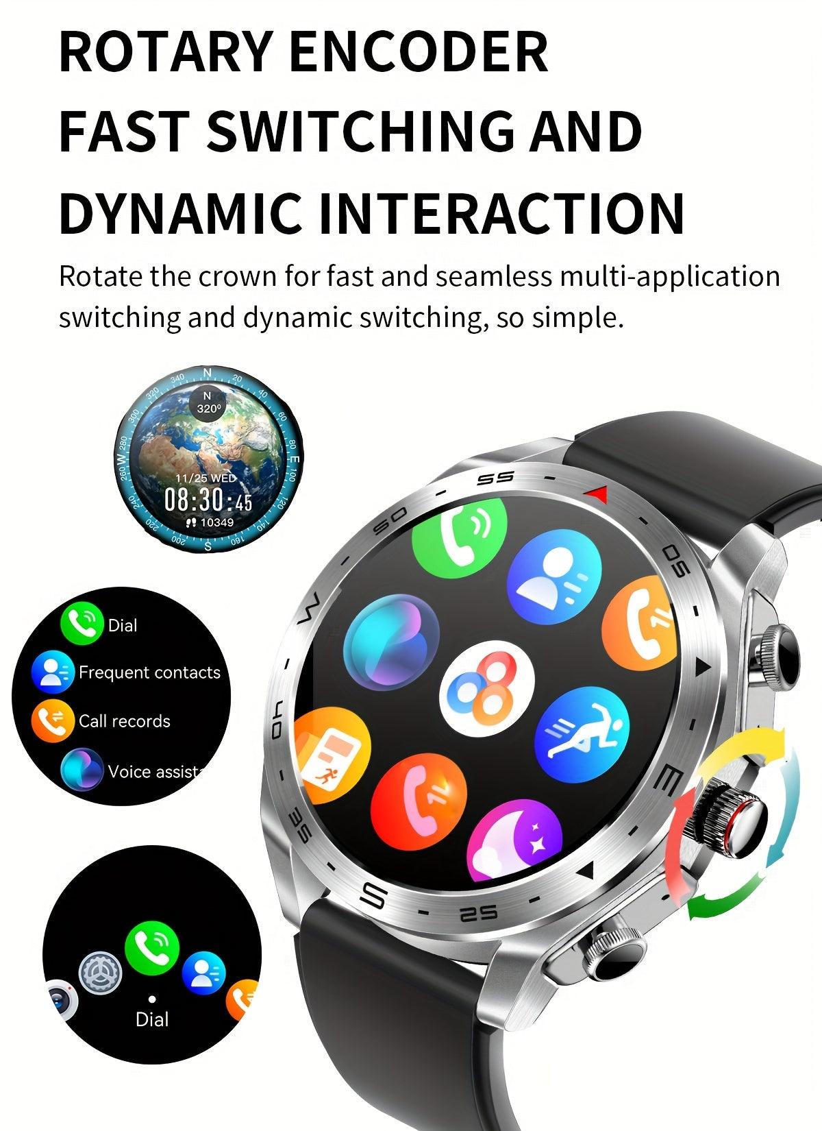 Haino Teko Germany RW48 Smart Watch with AMOLED Display – 3 Interchangeable Straps, Black