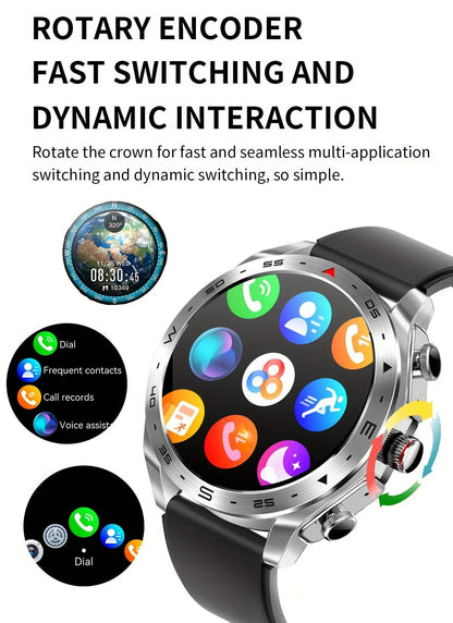 Haino Teko Germany RW48 Smart Watch with AMOLED Display – 3 Interchangeable Straps, Black